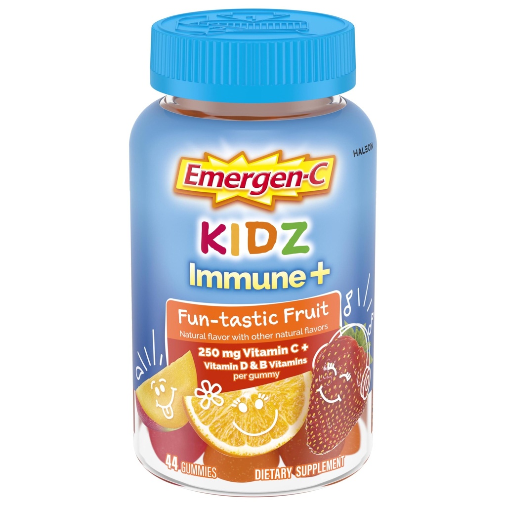 Emergen- C Kidz C-vitamin immunstøtte Gummies Fun- Tastisk Frugt 44CT omfatter zink, mangan, B-vitaminer og D-vitamin til Tilbage til skolen Essentials