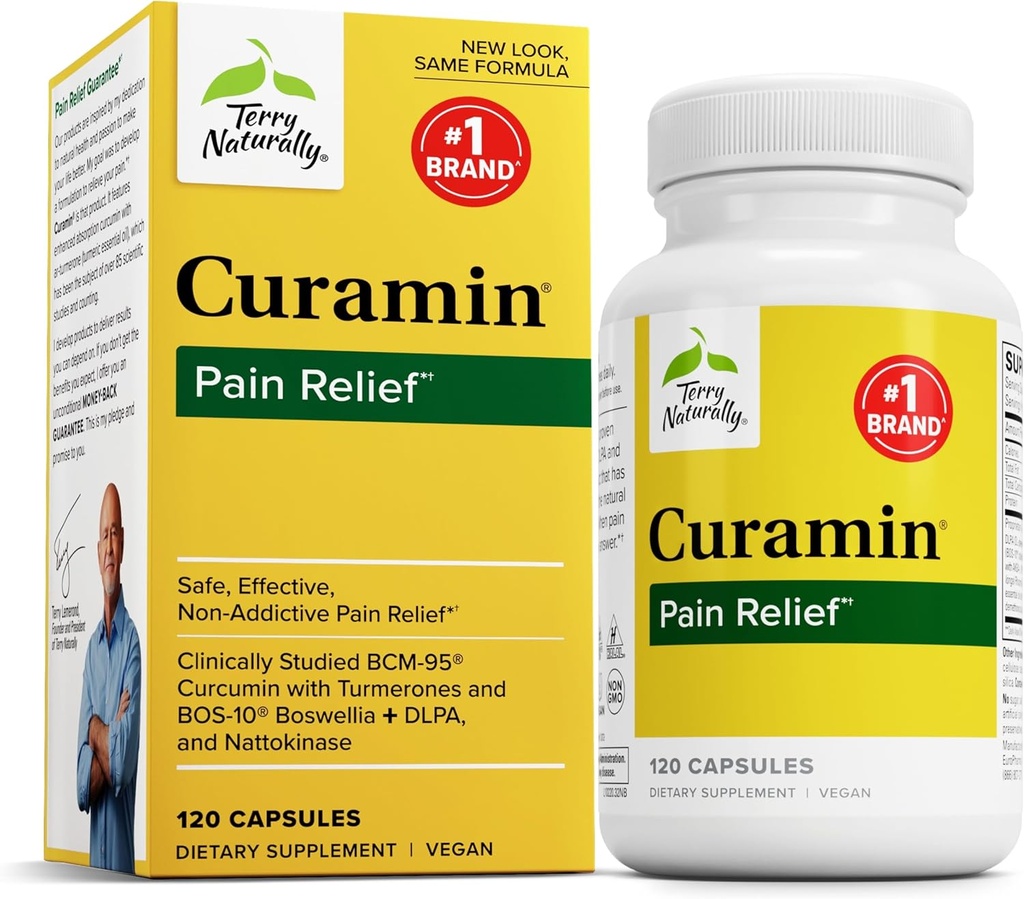 Terry naturligt Curamin - Curcumin supplement til cirkulation & Endorphin Support - Støtte til lejlighedsvis ubehag - Aids Sunde Muskler - 120 Kapsler
