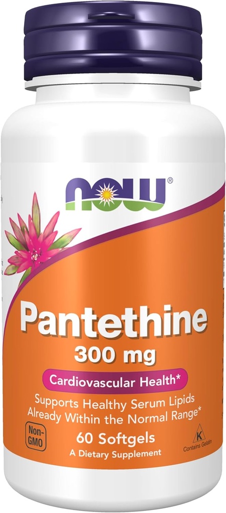 Now Foods Supplements, Pantethine (Coenzym A Precursor) 300 mg, Cardiovaskulær Health *, 60 Softels
