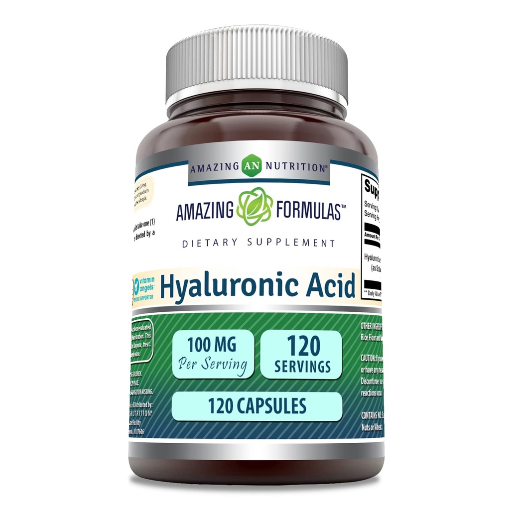 Amazing Formulas Hyaluronic Acid 100 Mg Supplement Note 124; Kapsler Note 124; Non- GMO Note 124; Gluten- Free Note 124; Lavet i USA (1 pakning