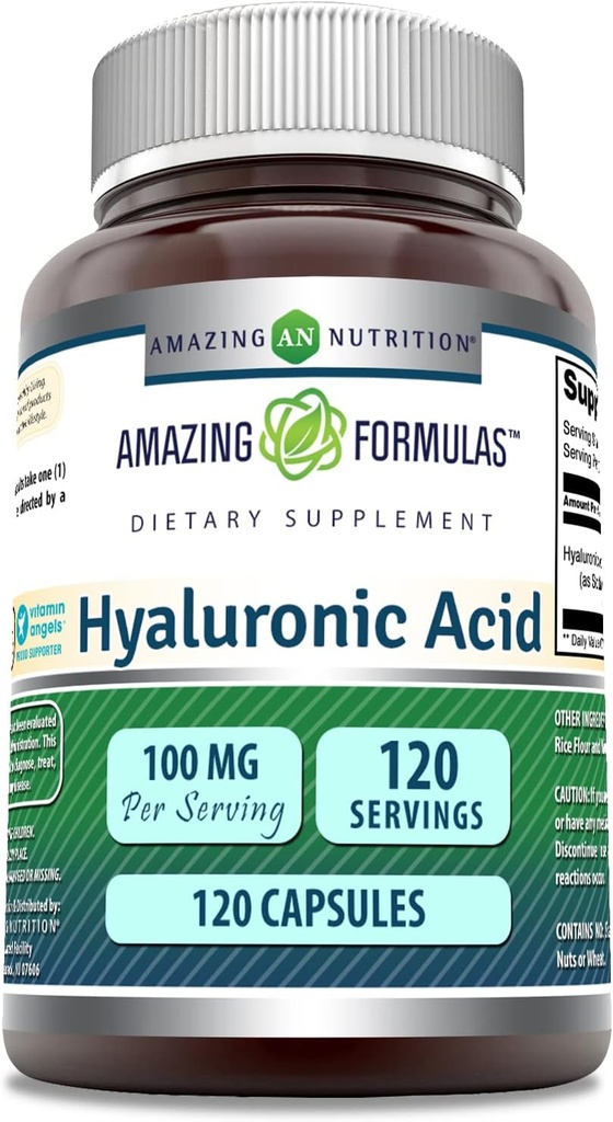 Amazing Formulas Hyaluronic Acid 100 Mg Supplement Note 124; Kapsler Note 124; Non- GMO Note 124; Gluten- Free Note 124; Lavet i USA (1 pakning