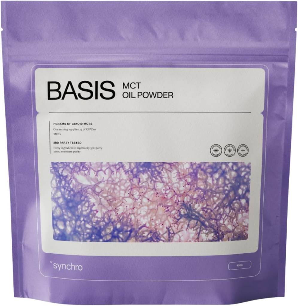 Synchro - Ketobasis MCT Oil Powder, Coconut- Derived Brain og Body Energy Drink, Brain Supplement med Captac Acid, Alternativ til koffein