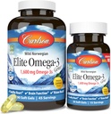 Carlson - Elite Omega-3 Gems, 1600 mg Omega-3 Fedtsyrer inkl. EPA og DHA, Norwegian, Wild- Caught Fish Oil Supplement, Sustainable Sourced Capsules, Lemon, 90 + 30 Softgels