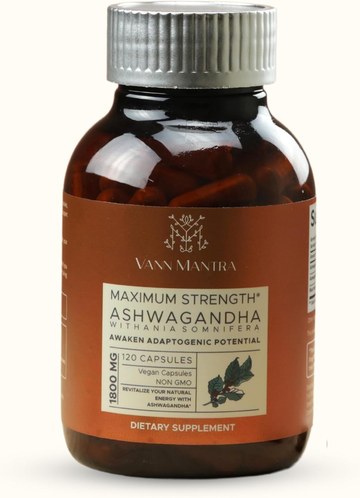 Ashwagandha Capsules, 120 Count, 1800 mg Per Serving, Stress Relief & immunforsvar Support, Fredelig & Balancer Routine, Vegan Ayurvedic Supplement, Non GMO