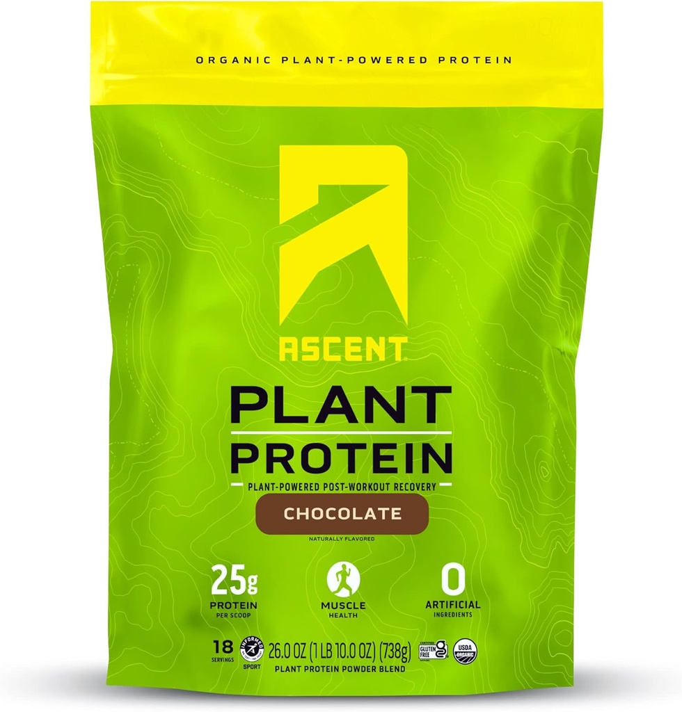 Aduft Plant Based Protein Powder - Non Dairy Vegan Protein, Zero Kunstige Ingredienser, Soy & Gluten Free, No Added Sugar, 4g BCAA, 2g Leucin - Chokolade, 18 Servere