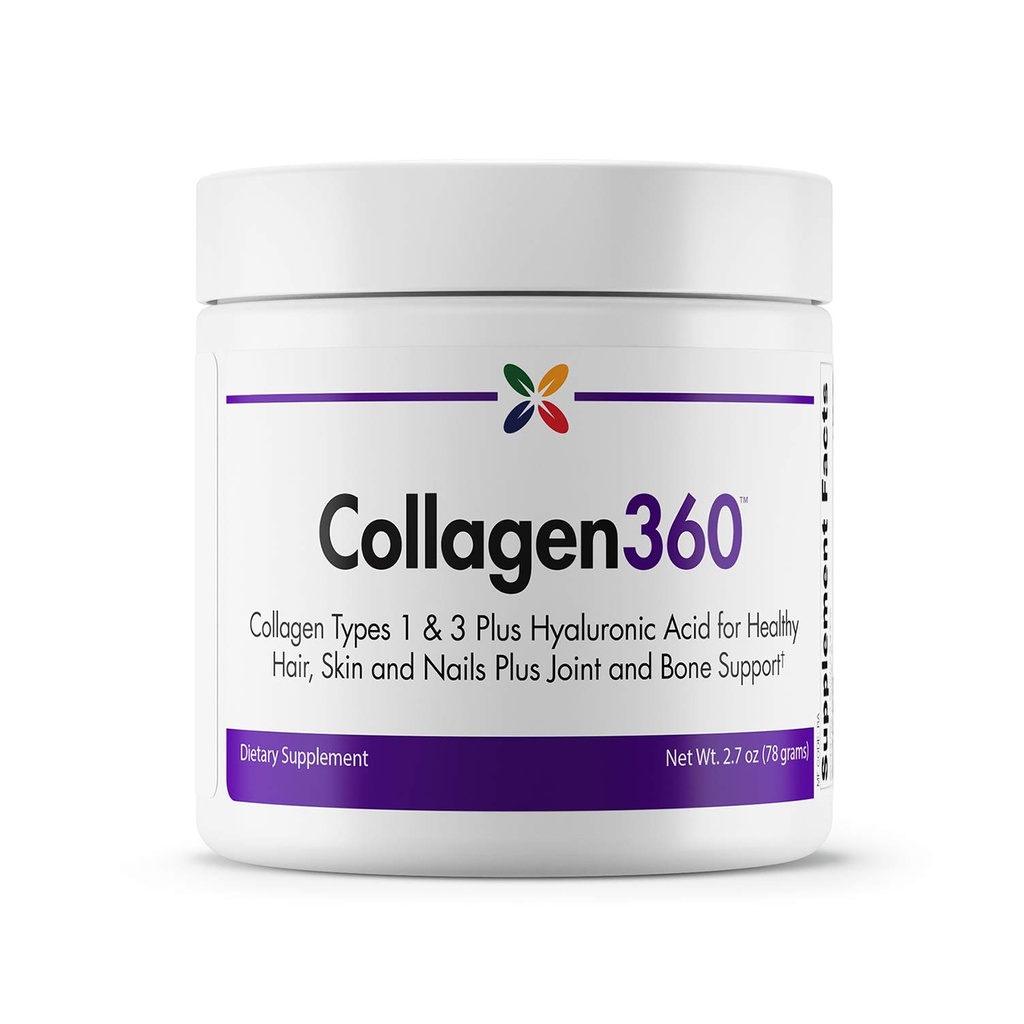 Stop aging nu - Collagen360 med Hyaluronsyre - Collagen Peptider pulver til støtte sundt hår, negle & hud - Hjælper med at reducere udseendet af fine linjer og rynker - Pulver 2.7 Ounces