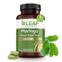 B 'LEAF NATUR Organic Moringa Kapsler 1000mg, 180 Count - Moringa Kapsler med Organic Olefeira pulver til immunforsvar, energi & balance - Vegan, non-GMO kosttilskud til daglig wellness