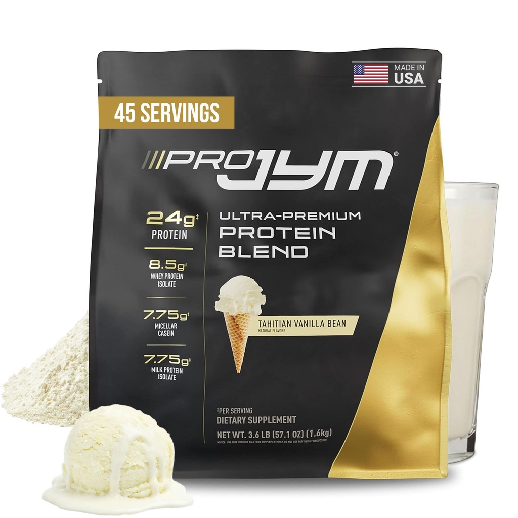 Pro JYM Tahitian Vanilla Protein Powder - Whey Protein Isolates, Casein, & Milk Protein, Lean Muscle Building for mænd og kvinder, JYM Supplement Science, 45 Servering