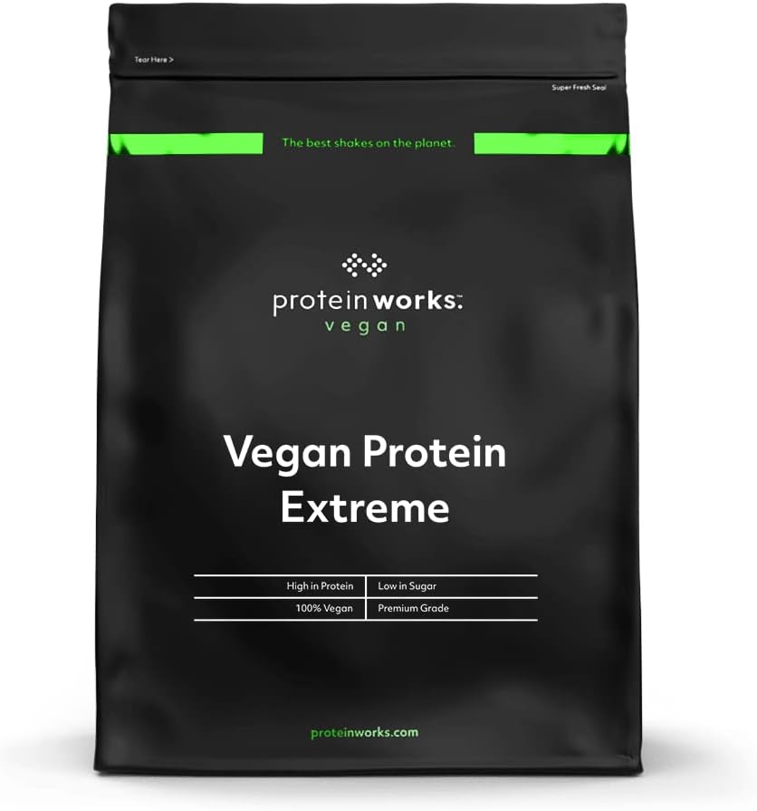 Protein Works - Vegan Protein Ekstrem Mest124; High Protein Powder Mest124; Plant Based Shake Mest124; Jordbær 'n' Cream Mest124; 2,20 Pounds