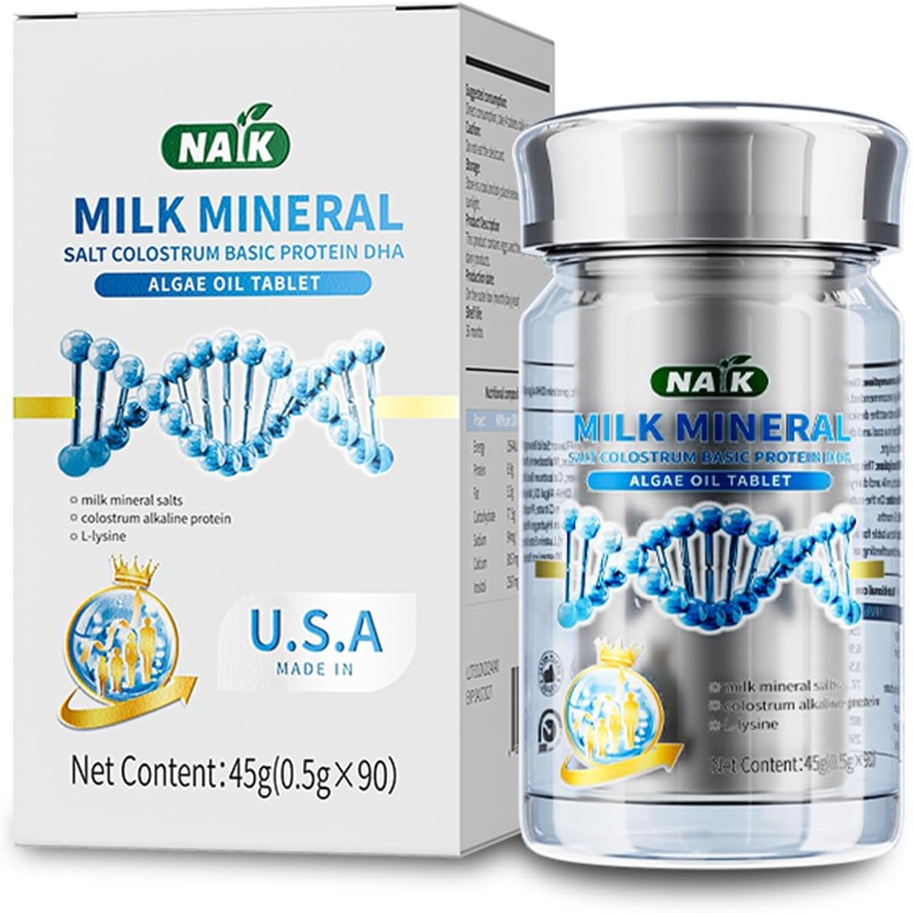 NAIK Growth Calcium tabletter Børn og unge Vækst Calcium tabletter Calcium tabletter til mellemskoleelever, DHA Brain Supplement, Calcium supplement, Patenteret Lysin Enhancement