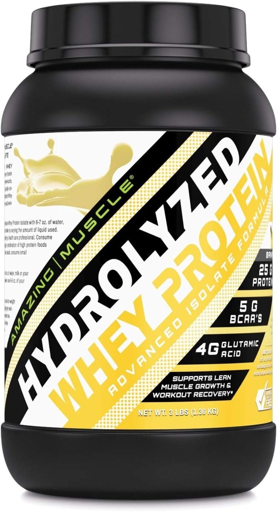 Amazing Muscle Ultra Pure Hydrolysed Whey Protein Isolate * Understøtter Lean Muscle Growth & Rapid Recovery (Banana)