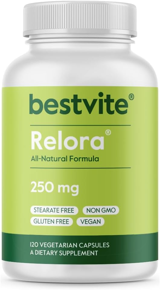 BESTVITE Filler- Gratis relora 250 mg (120 vegetariske kapsler) - Klinisk researched - Ingen Stearates - Vegan - Ingen Fillers - Understøtter forvaltningen af lejlighedsvis stress *
