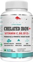 Forever Chelated Iron Folic Acid med VIt.C, med probiotika, VIT. B6, VIt.B9, VIT. B12- Veg Tablets, 60
