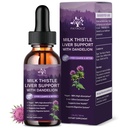 (2 Pack) Mælk Thistle Liquid Drops Silymarin 1000mg, Lever supplement Detox & Rense med Mælkebøtte & Artichoke, Mælk Thistle Organic Extract for Support Reparation Leversundhed, Vegan, Non- GMO, 1 Fl Oz