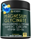 6in1 Restaured Day and Night Supplement med Magnesium Glycinate, D3- vitamin, B6, L- Theanin, Ashwagandha og gurkemeje Root - hjerne, hjerte og fordøjelsessygdomme support - 120 Veganske kapsler