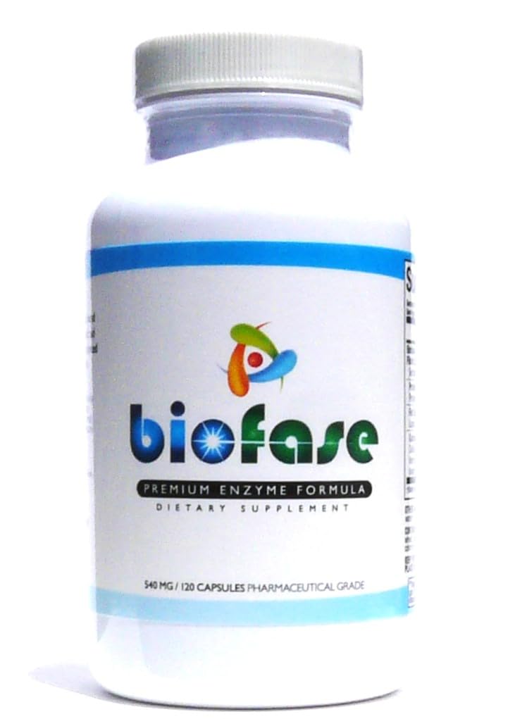 Biofase- Premium- Enzyme- Formel 120 Kapsler - Biofase Defense & fordøjelse - Systemiske enzymer til støtte for intestinal sundhed - Ingen Fillers!