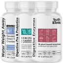 Youth & Tonic Bloating Relief with Pre and Probiotics for Water Retention, Occasional Constipation, or Food Digestion with Water Pills and Digestive Enzymes Bundle Pack