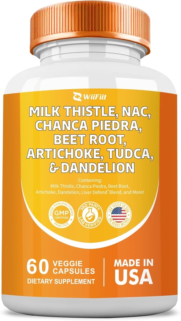 Mælk Thistle 3000mg NAC Chanca Piedra 2000mg Beet Root 2000mg Artichoke 2000mg Tudca Mælkebøtte Root 1000mg med Zink Yarrow Gurkemeje Reparation Supplement Plus Chicory, Mineral Supplements 60 Count