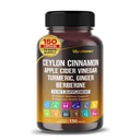 Ceylon Cinnamon Apple Cider Vinegar Turmeric Ginger Root Berberine Gymnema sylvestre Milk Thistle Licorice -150 Capsules