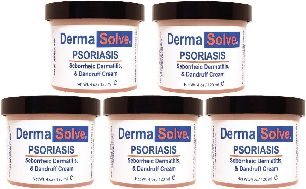 Dermasolve psoriasis, Seborrheic Dermatitis og Dandruff Cream Formuleret til at behandle Itchy hud & forhindre fremtidige flammer til at give beroligende fugtgivende relief. (4.0 oz.) 5 - Pack
