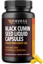 Cold Pressed Black Seed Oil Capsules - 1500mg Black Cumin supplement til immunfunktion, fordøjelsesstøtte & samlet sundhed - hår & hud superfood - Nigella Sativa - 1 måned Supply, Unflavored