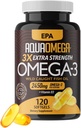 Triple Strength Omega 3 Fish Oil Supplements, High EPA Fish Oil Omega 3 Supplements, EPA og DHA Omega3 Fedtsyrer med D-vitamin, High Potence Omega3 Supplement, 120 Softgels, Unflavored