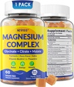 Magnesium Complex Gummies 400mg, Magneisum Glycinate Citrate Malate + Gurkemeje, GABA, B6 B12, Kava Kava, L- Theanin til søvn, rolig, afslapning, energi, Magnesium Gummies til kvinder Mænd, Vegan, 60 Cts