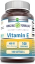 Amazing Formulas Vitamin E 400 IE Per Serving Supplement Note 124; Non- GMO Note 124; Gluten Free (100 Softgels)