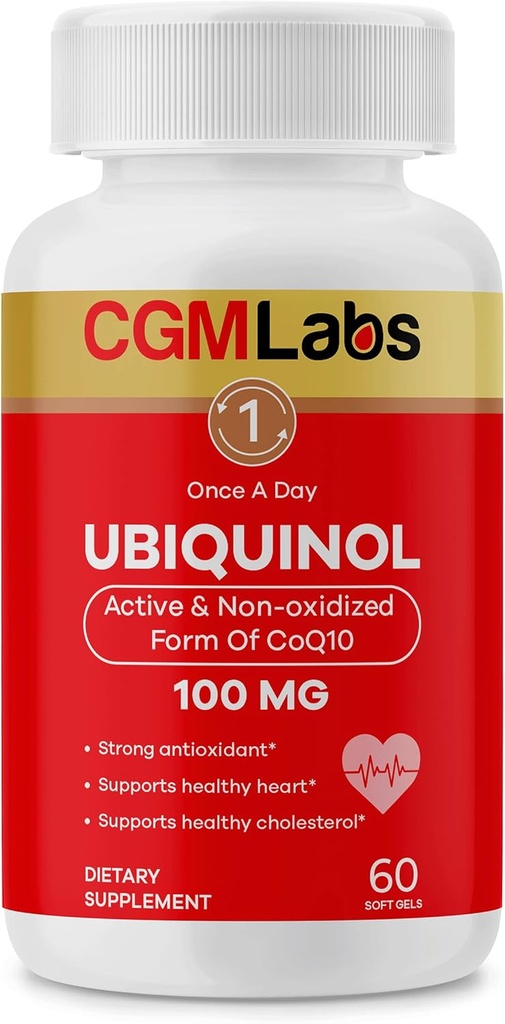 Ubiquinol 100MG Active & Non- Oxidized (Reduceret) Form of CoQ10 -Stærk antioxidant Kosttilskud, Understøtter Sundhed, Sund Kolesterol - 60 Softgels af CDM Labs