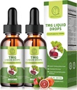 TMG Kosttilskud 1000MG - Trimethylglycin Liquid Drops, Betaine High Absorption, Understøtter Methylering, Lever Wellness & Cognitive, Non- GMO, Vegan, Blood Orange Flavor, 2 Fl.Oz (2 Pack)