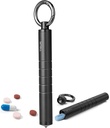 TISUR Lille Metal Pill Organizer, Titanium Keychain Pill Holder Travel Pill Box Case Multitool EDC Hver dag bære for mænd (sort Titanium)