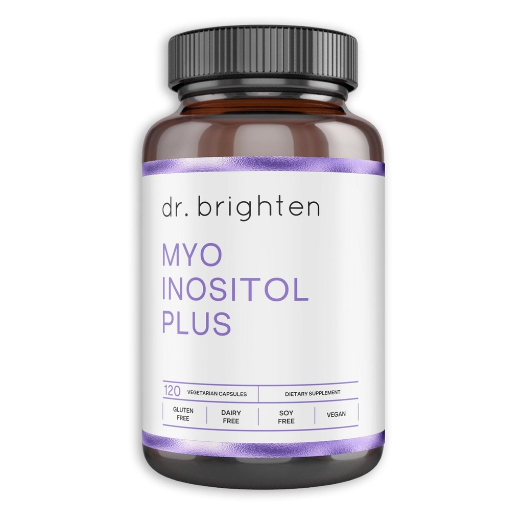 Dr. Brighten Myoinositol Plus - Doctor Formuleret Ratio af Myo- og D-Chiro- Inositol til støtte PCOS symptomer, Hormonbalance, sund ovarie funktion, og regelmæssige menstruationscykler