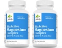 Terry naturligt BioActive Magnesium Complex - Bone & Heart Health Support - Supplement med vitamin B6, Zink & Magnesium - Pyridoxal- 5 - Phosphat Vegan Capsule Supplement - 120 Kapsler (pakke med 2)