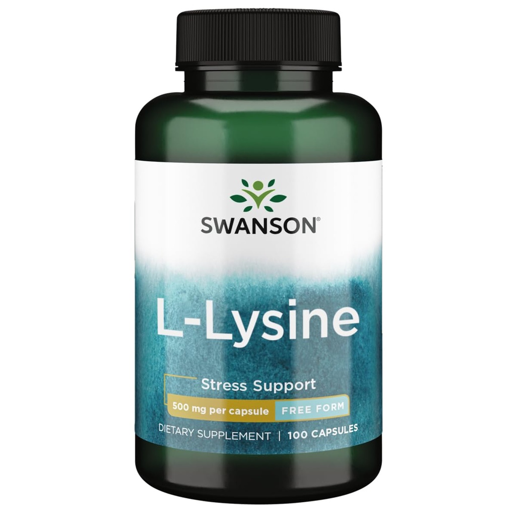 Swanson Aminosyre Free- Form L- Lysin 500 Milligram 100 Kapsler