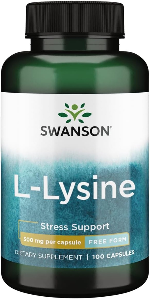 Swanson Aminosyre Free- Form L- Lysin 500 Milligram 100 Kapsler