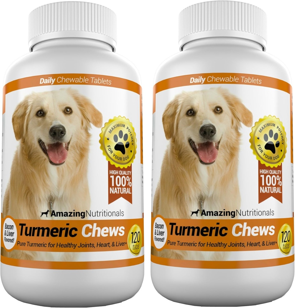 Amazing Turmeric for Dogs Curcumin Pet Antioxidant, Eliminates Joint Pain Inflammation, 120 Chews