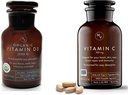 Movita Organic Vitamin D3 2500IU, Bottle Fermented Vitamin C 250mg Bottle