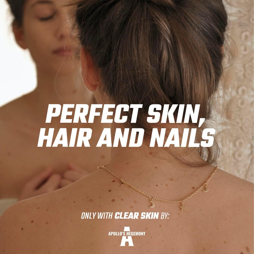 APOLLO 'S HEGEMONY Clear Skin - 180 Veganske kapsler - Vitamin B5 200mg (pantothensyre) og Acetyl- L - Carnitin 70mg, Anti- Acne, Forbedret hudsundhed, Vitamin B5 tillæg