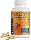 Bronson Glucosamine Chondroitin Gurkemeje & MSM Advanced Joint & Cartiage Formel, understøtter sunde Joints, Mobilitet & Cartiage - Non- GMO, 60 kapsler