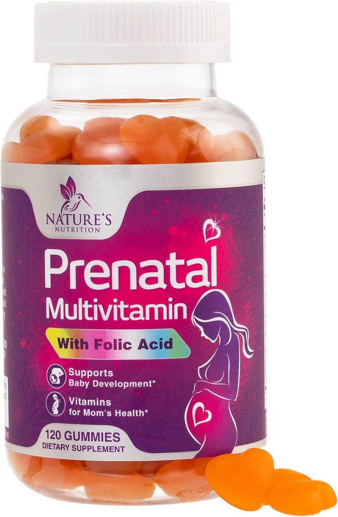 Prenatal Vitaminer til kvinder 1335mcg - Graviditet Vitaminer Gummier med folinsyre, vitamin A, C, D3, B12, B6 - Prenatal Multivitamin Gummy til Fetal Support, Gravide & Nursing Kvinder - 120 Gummies
