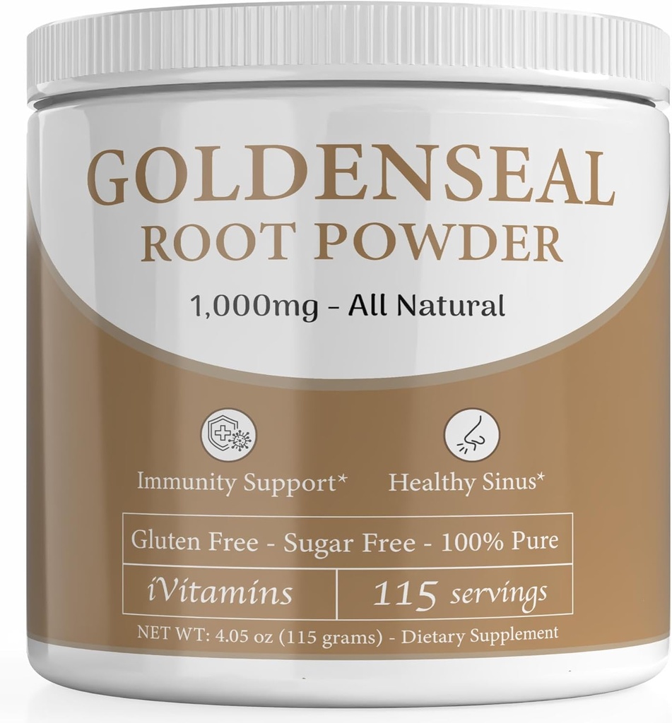 Golden Seal Powder - Golden Seal Powder for Sinus - Goldenseal - Echinacea Goldenseal - Goldenseal Root - Goldenseal Root Powder Organic - 1.000mg per servering - 115 Servering
