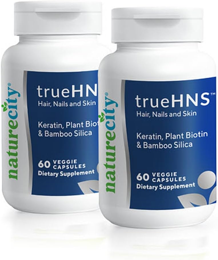 NatureCity True- HNS Hårnegle og hud Cynatrin Keratin og plante baseret biotin Vitamin Support 124; Fuller og stærkere hår og negle Budd124; Ikke GMO 'er