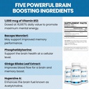 Youth Brain Memory & Brain Health Support Supplement med Bacopa Monnieri, Ginkgo Biloba, B12 - Nem at synke tabletter - 30-Day Supply (60 Greve)