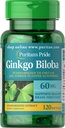 Puritans Pride Ginkgo Biloba Standardized Extract Nootrop 60 Mg Softgels, 120 Greve