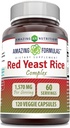Amazing Formulas Red Yeast Rice Complex 124; 1570 Mg Per Serving Medic124; 120 Veggie Kapsler 124; med Alpha Lipoic Acid, CoQ10, Milk Thistle Extract 124; Fremstillet i USA