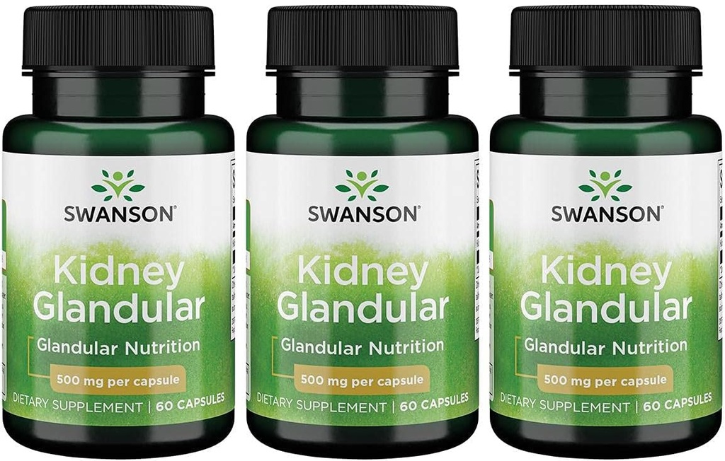 Swanson Nyre Glandulær 500 mg 60 Caps 3 pakning