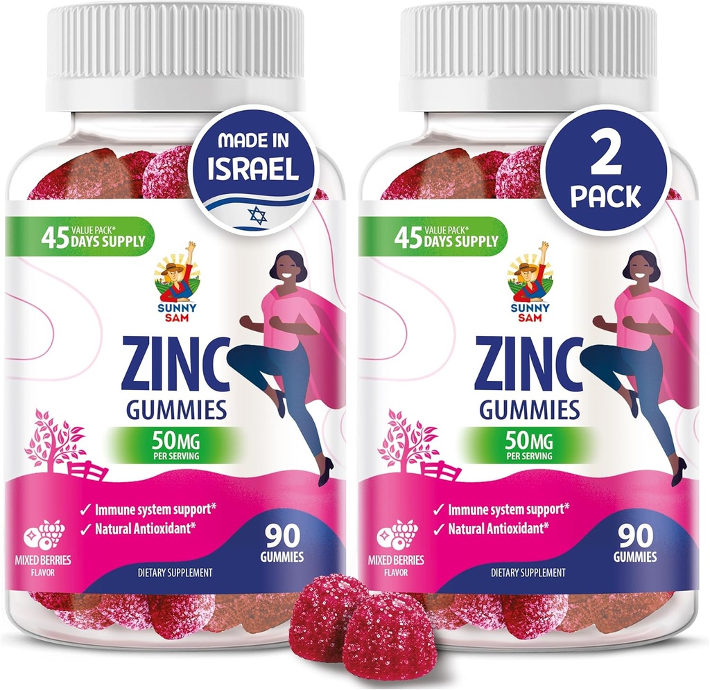 Zink gummier til voksne - Zink tyggetøj til immunforsvar - kraftfulde naturlige antioxidant non-GMO supplement til børn mænd kvinder voksne