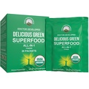 Peak Performance Organic Green Superfood Powder Single Serve Travel Pacets. Bedste Tasting Organic Green Juice Super Food med 25 + alle naturlige ingredienser til Max Energy. (20 Pack)