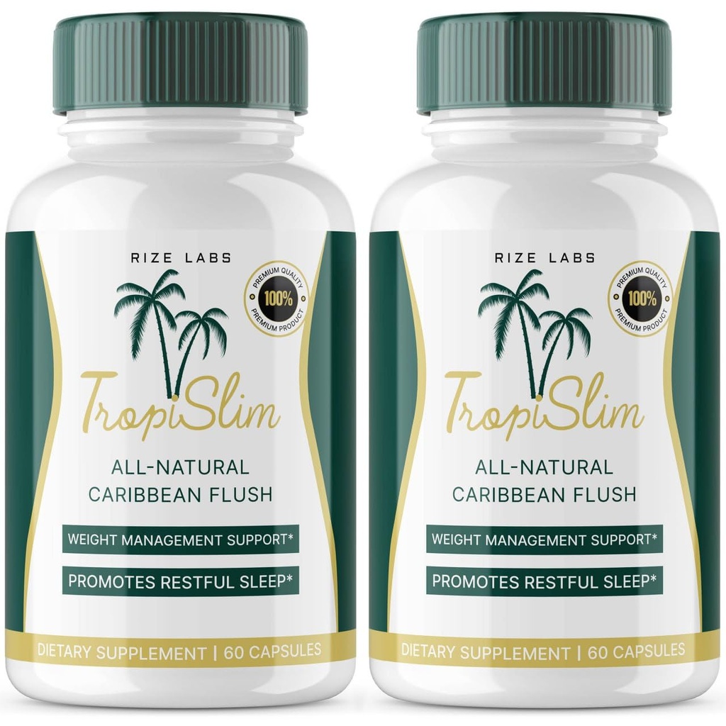 (Officiel 2 Pack) Tropislim, Tropislim All Natural Caribbean Flush, Vægttab Supplement, Tropislim Slimming Kapsler til kvinder, sund livsstil + Leaner Physique, Tropical Anmeldelser (120 Kapsler)