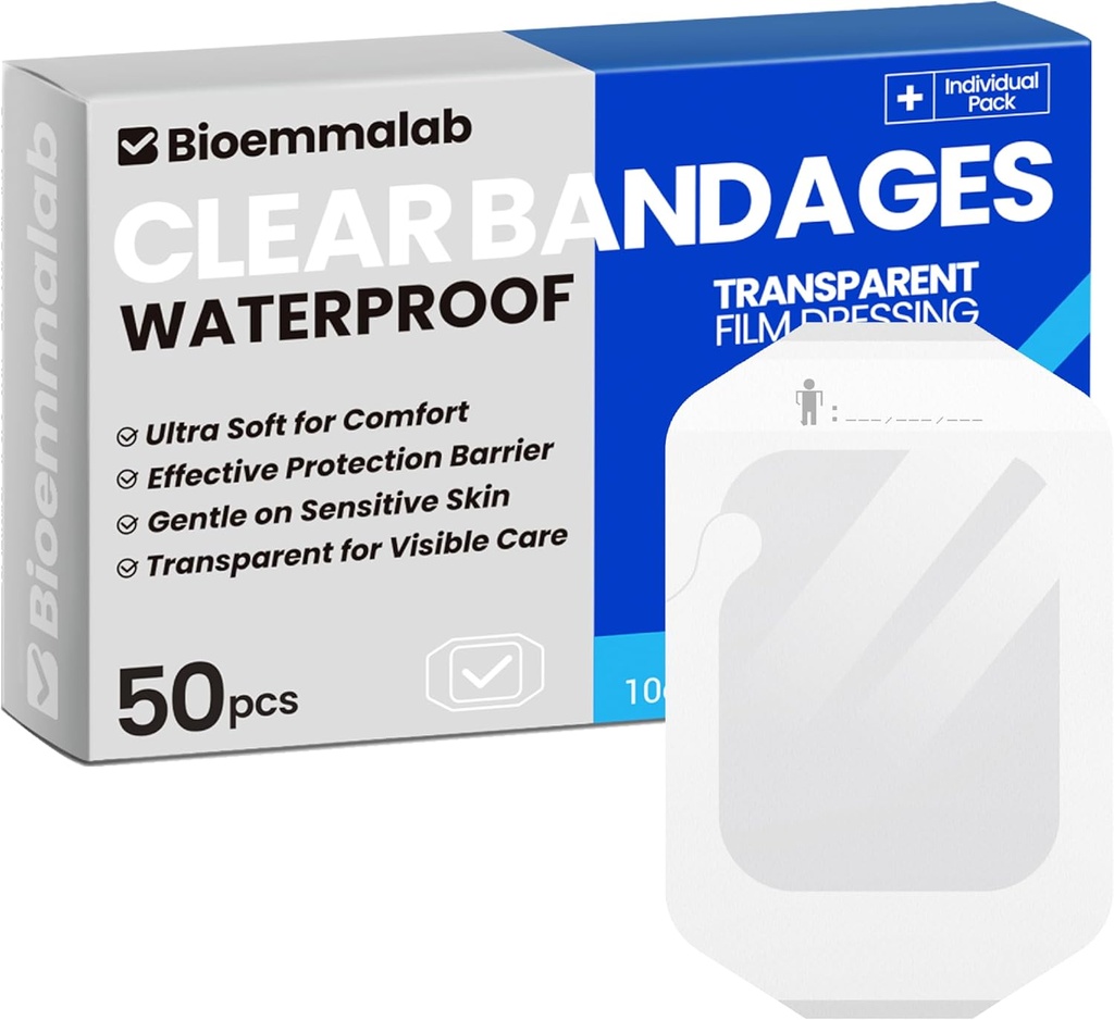 Store vandtætte bandager klar dressinger Tattoo Tape Følsomme Skin Sår Care, Gennemsigtig Film Dressing Adhesive Occlusive Patch for Post Kirurgisk Anvendelse, 4 "x 4 3 / 4", 50 pakker